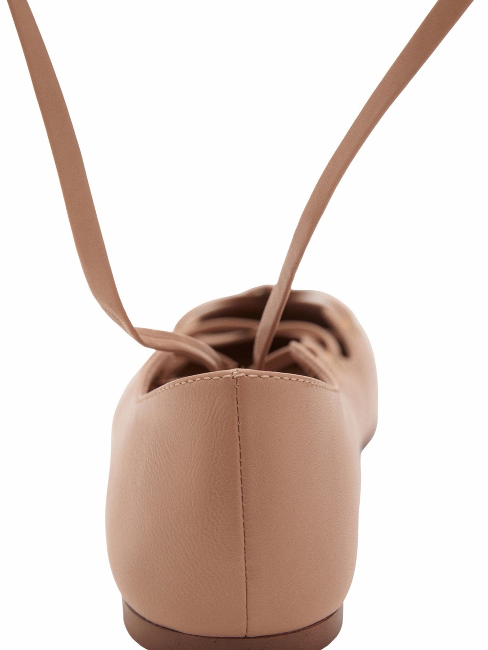 Mango Beige Ankle Wrap Ballet Flat Size 39 - Picture 3 of 4